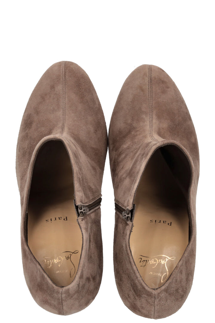CHRISTIAN LOUBOUTIN Cut Out Ankle Boots Heels Suede Grey