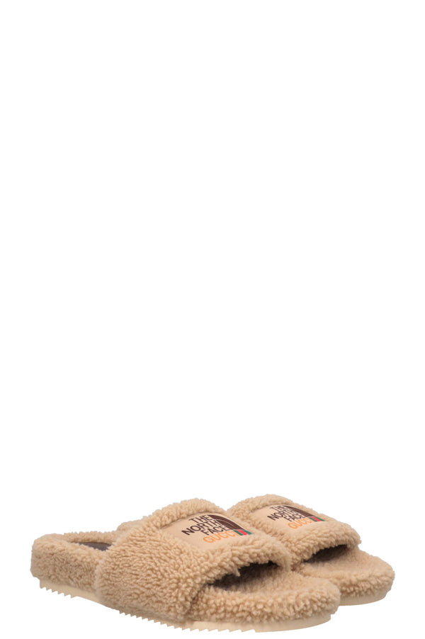 Ballerines en peau lainée GUCCI x The North Face beiges