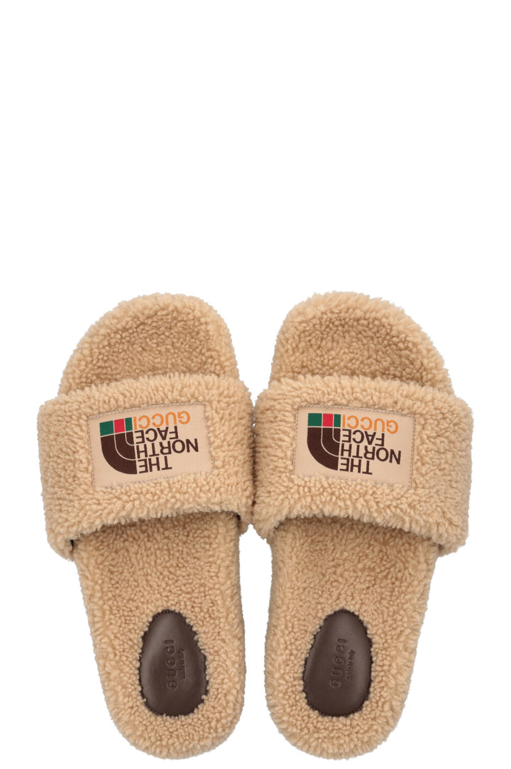 GUCCI x The North Face Shearling Flats Beige