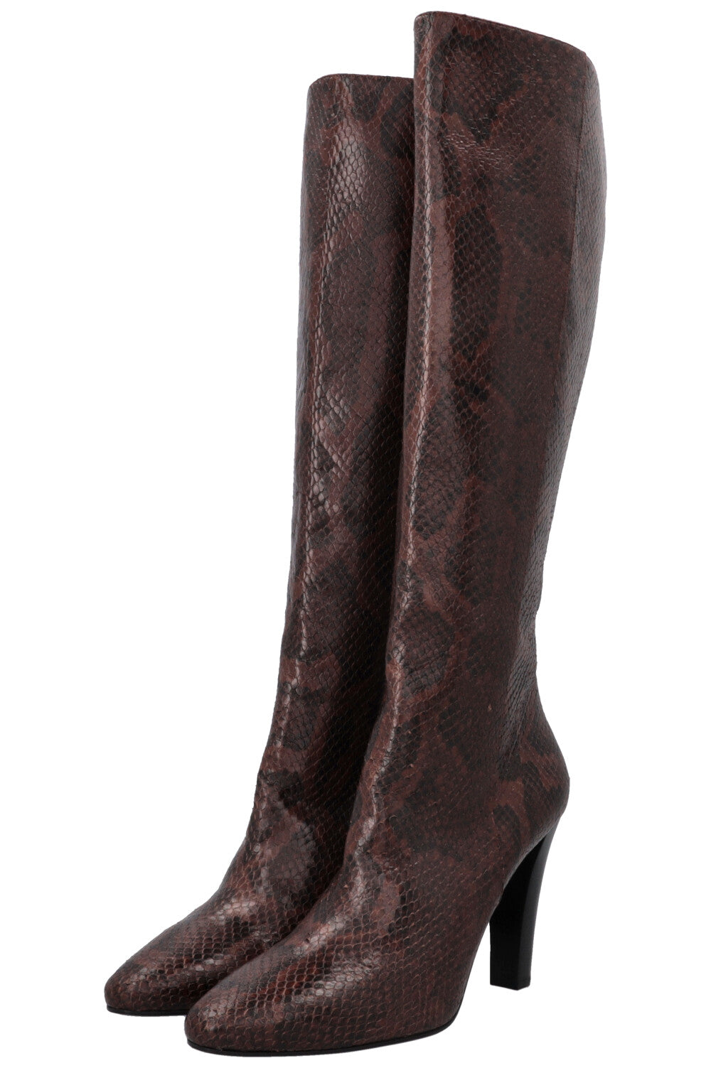 SAINT LAURENT Python Knee High Boots