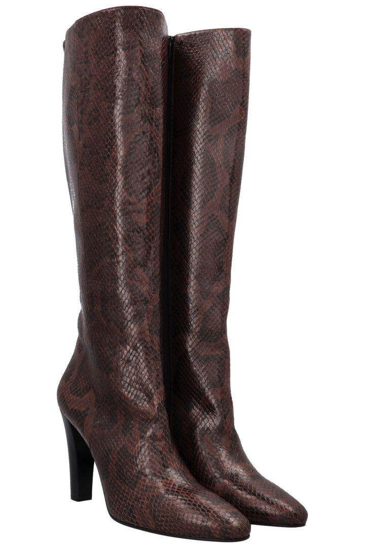 SAINT LAURENT Python Knee High Boots