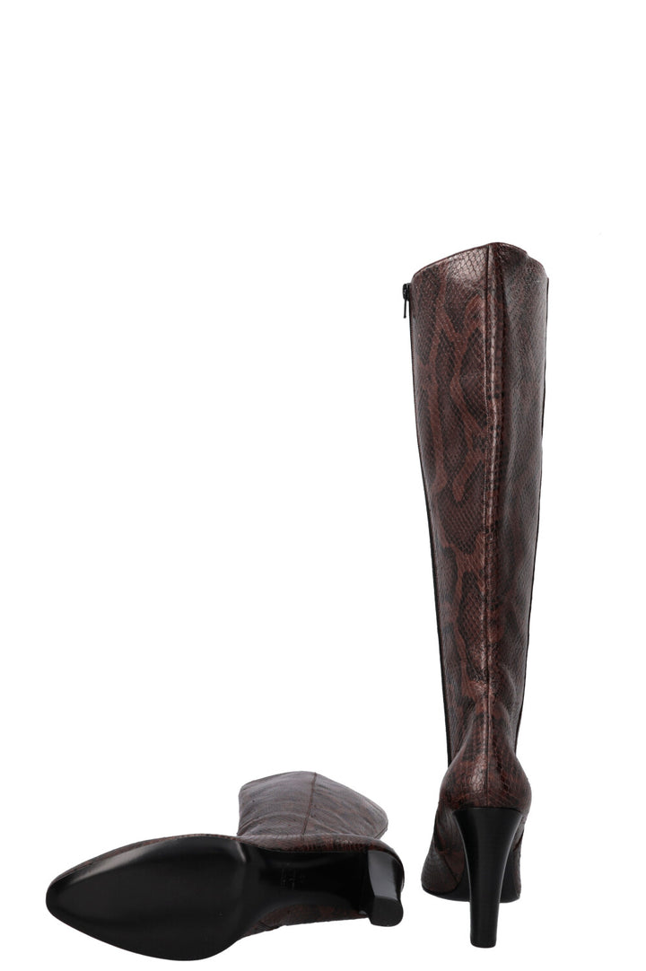 SAINT LAURENT Python Knee High Boots