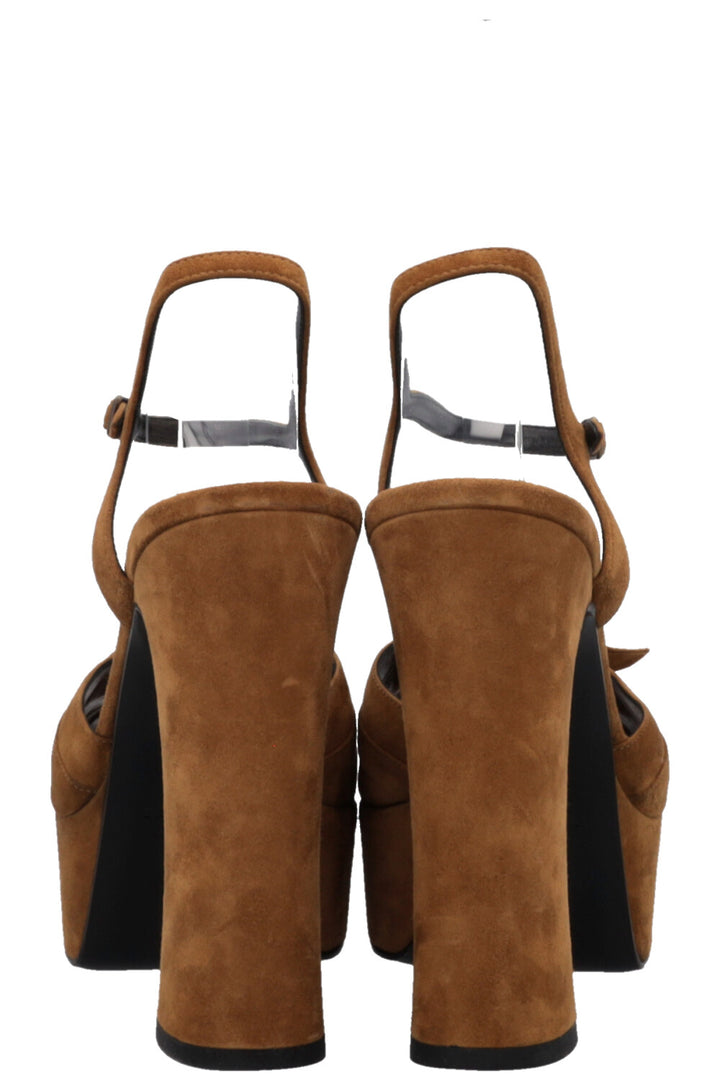 SAINT LAURENT Jade Plateau Heels Suede Khaki