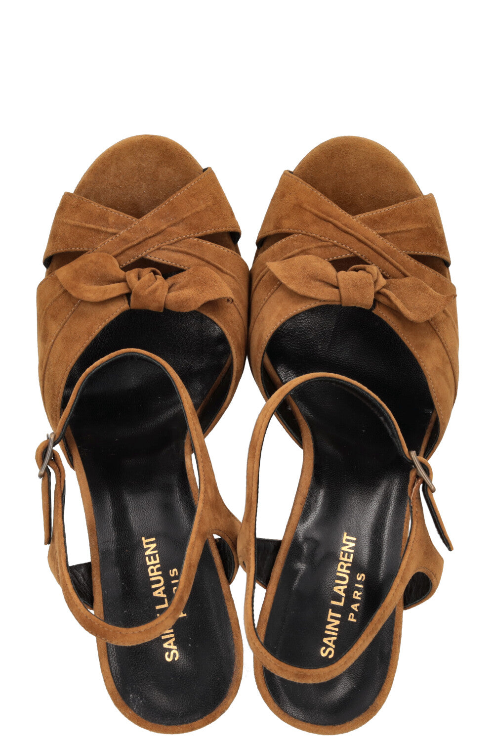 SAINT LAURENT Jade Plateau Heels Suede Khaki