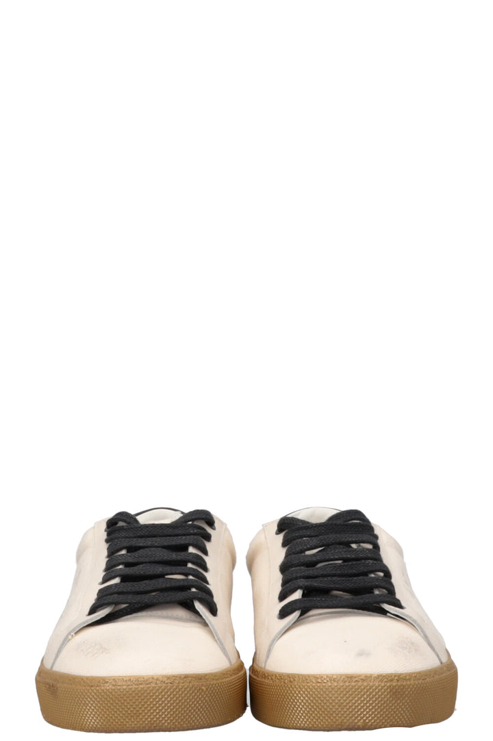 SAINT LAURENT Distressed Court Sneaker Ivory