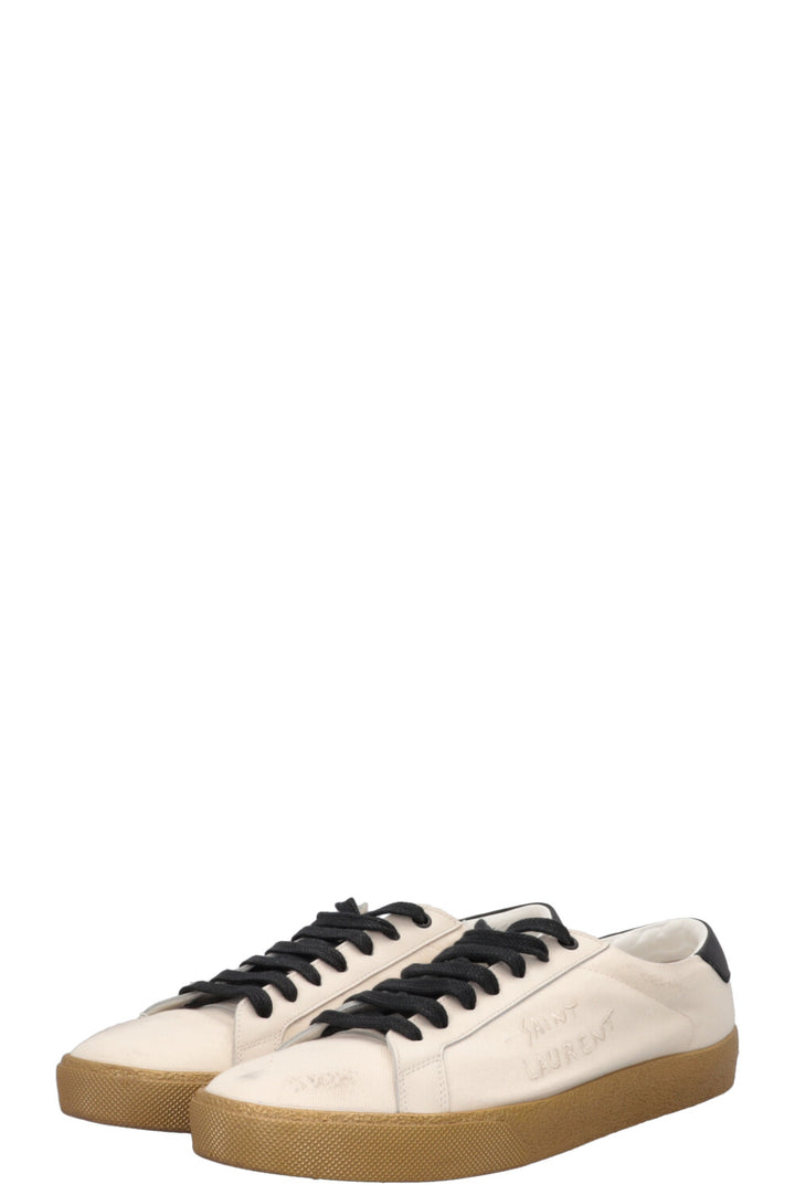 SAINT LAURENT Distressed Court Sneaker Ivory