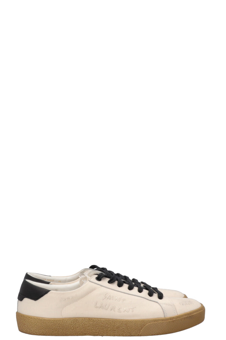SAINT LAURENT Distressed Court Sneaker Ivory