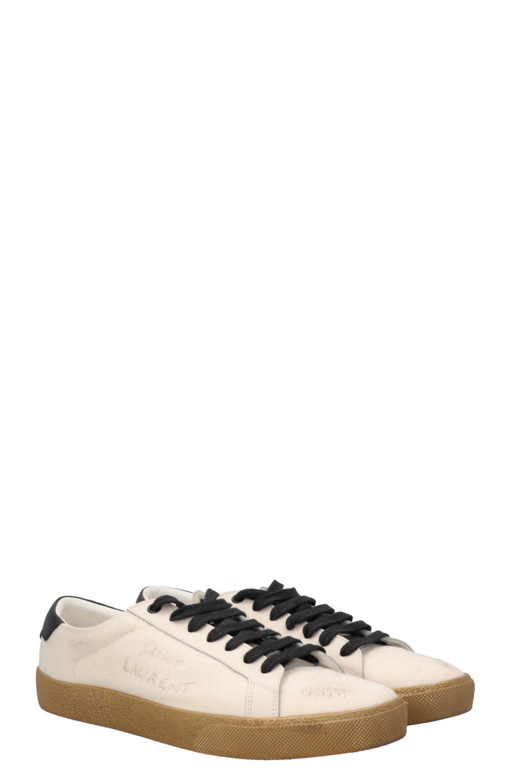 SAINT LAURENT Distressed Court Sneaker Ivory
