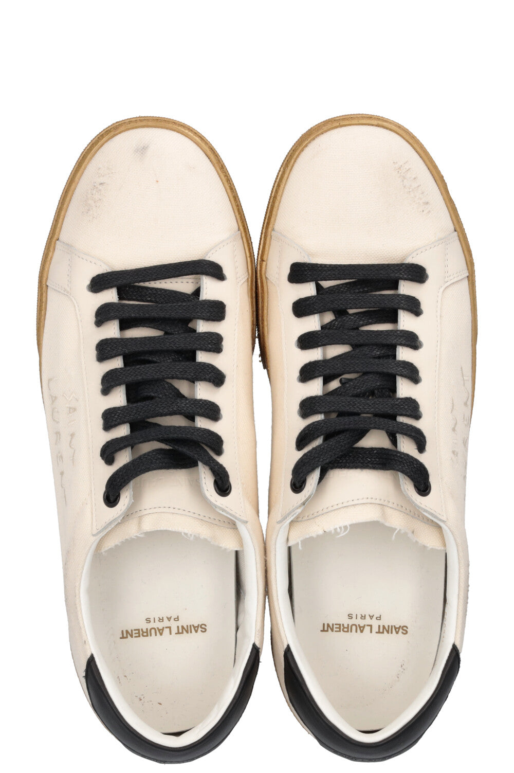 SAINT LAURENT Distressed Court Sneaker Ivory