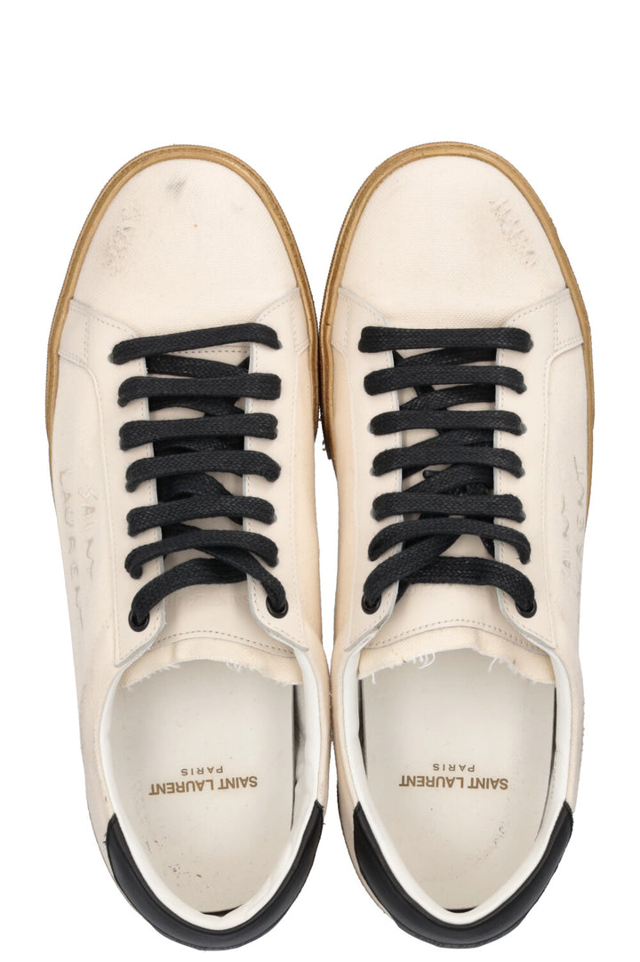 SAINT LAURENT Distressed Court Sneaker Ivory