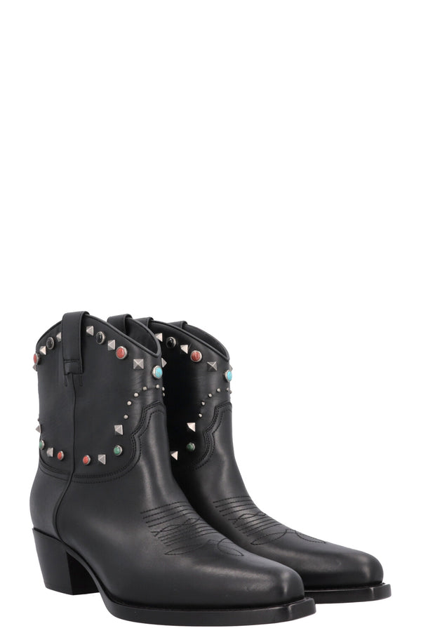 VALENTINO Rockstud Cowboy Boots Black