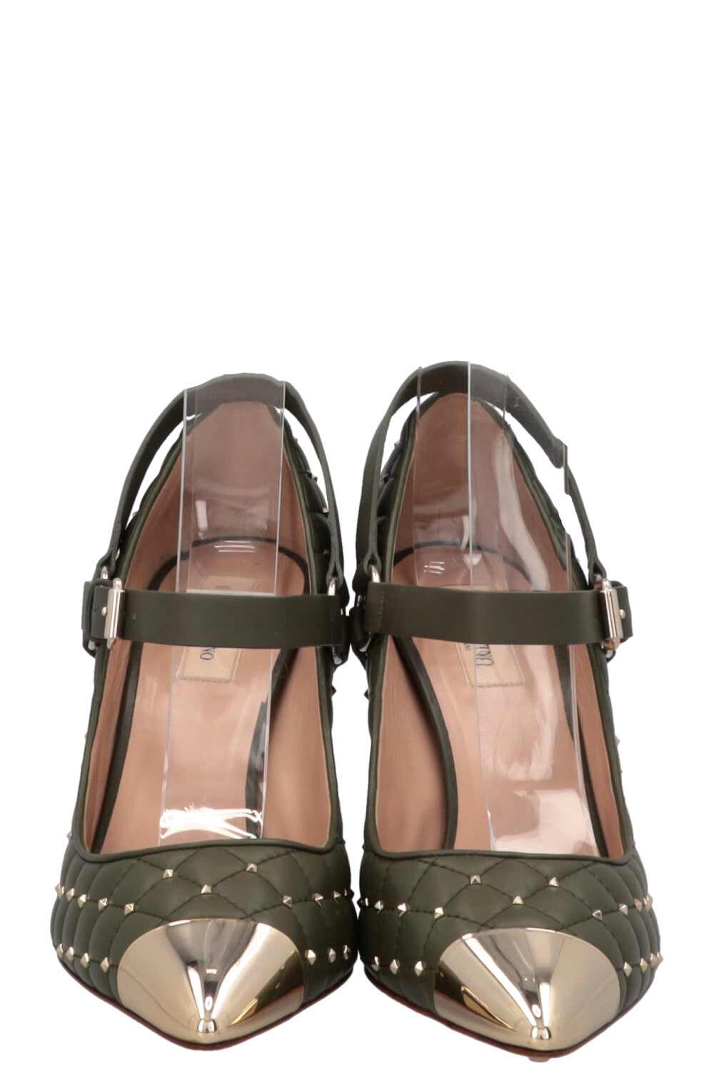 VALENTINO Rockstud Buckled Heels Green