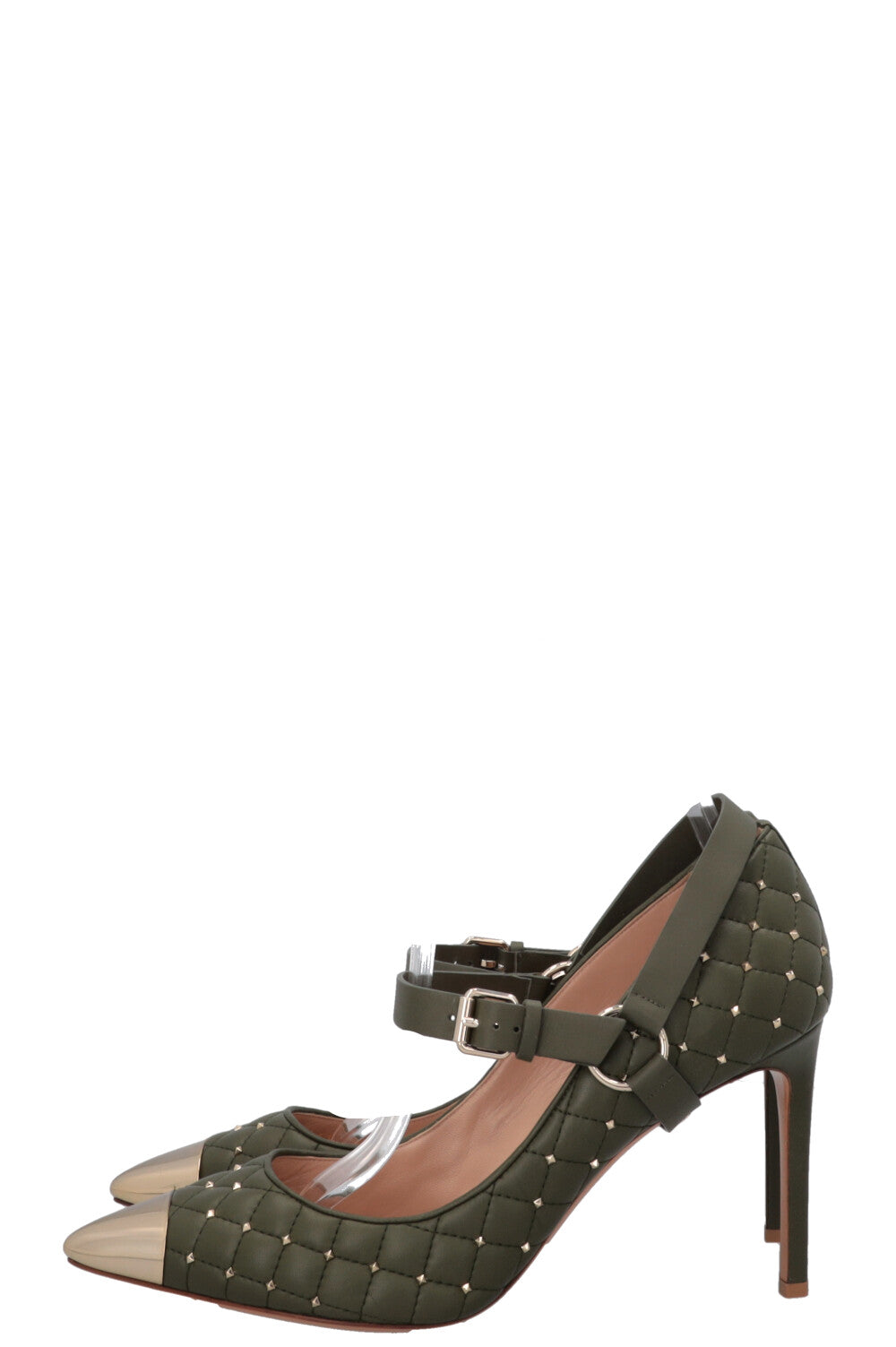 VALENTINO Rockstud Buckled Heels Green