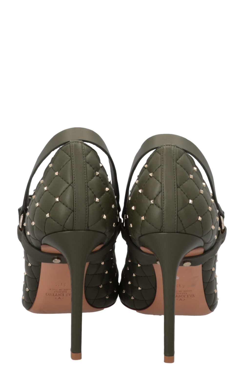 VALENTINO Rockstud Buckled Heels Green