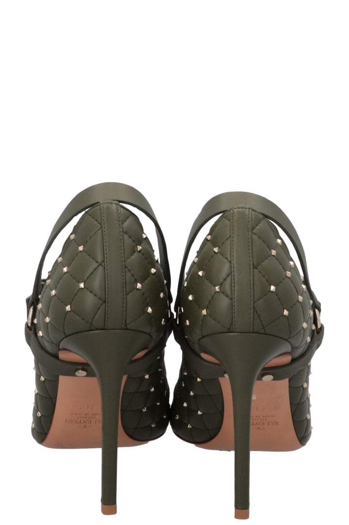 VALENTINO Rockstud Buckled Heels Green