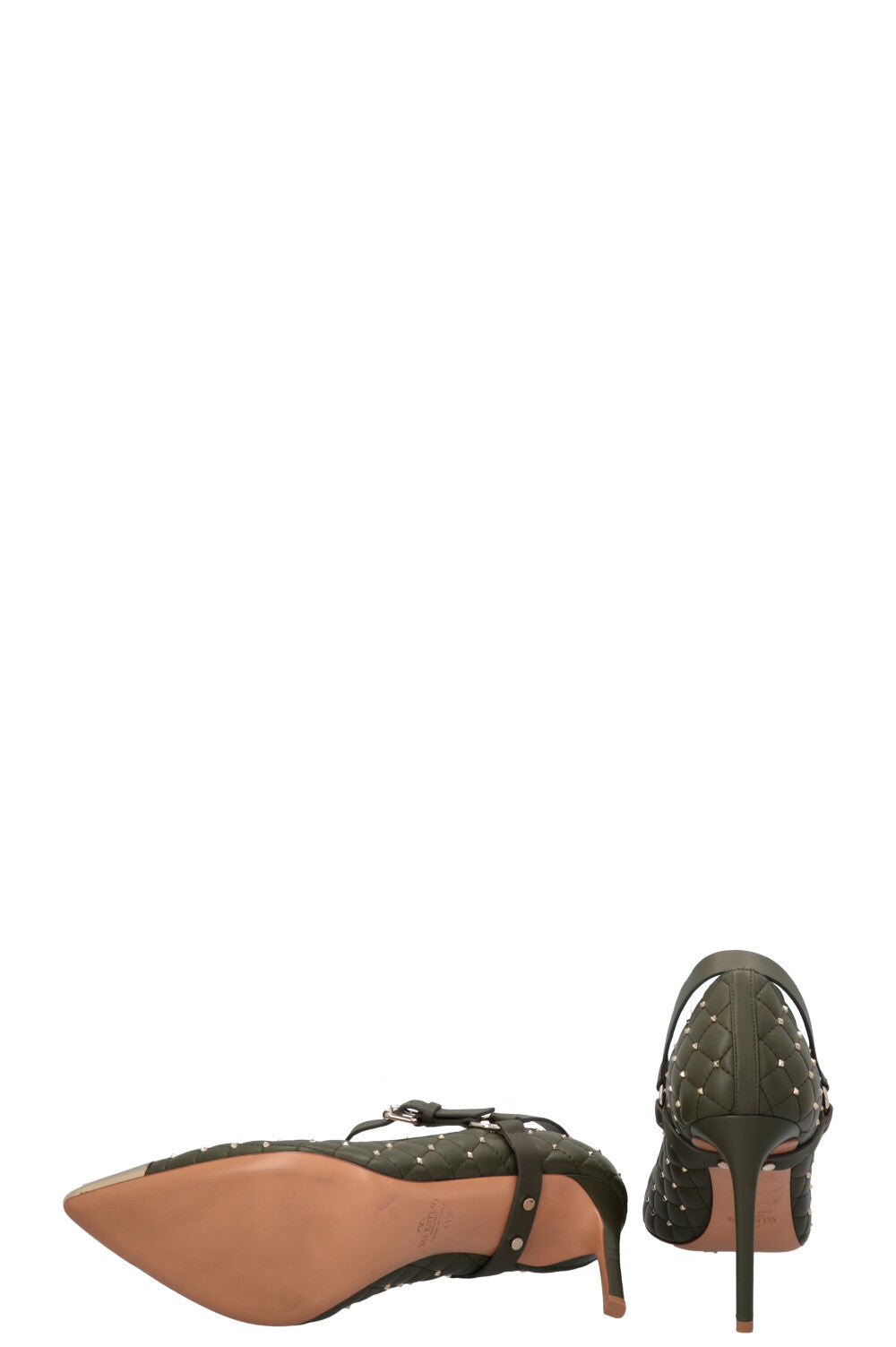 VALENTINO Rockstud Buckled Heels Green