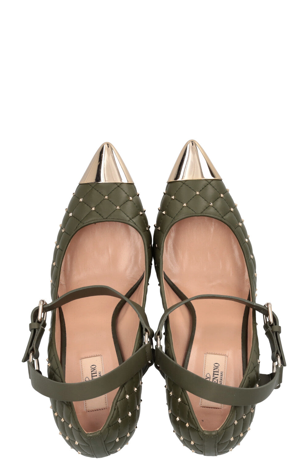 VALENTINO Rockstud Buckled Heels Green