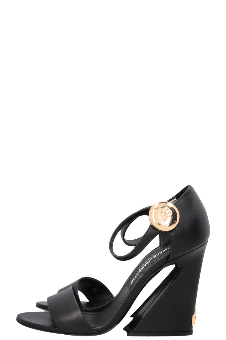 DOLCE&GABBANA Keira Jewel Button Wedges Black