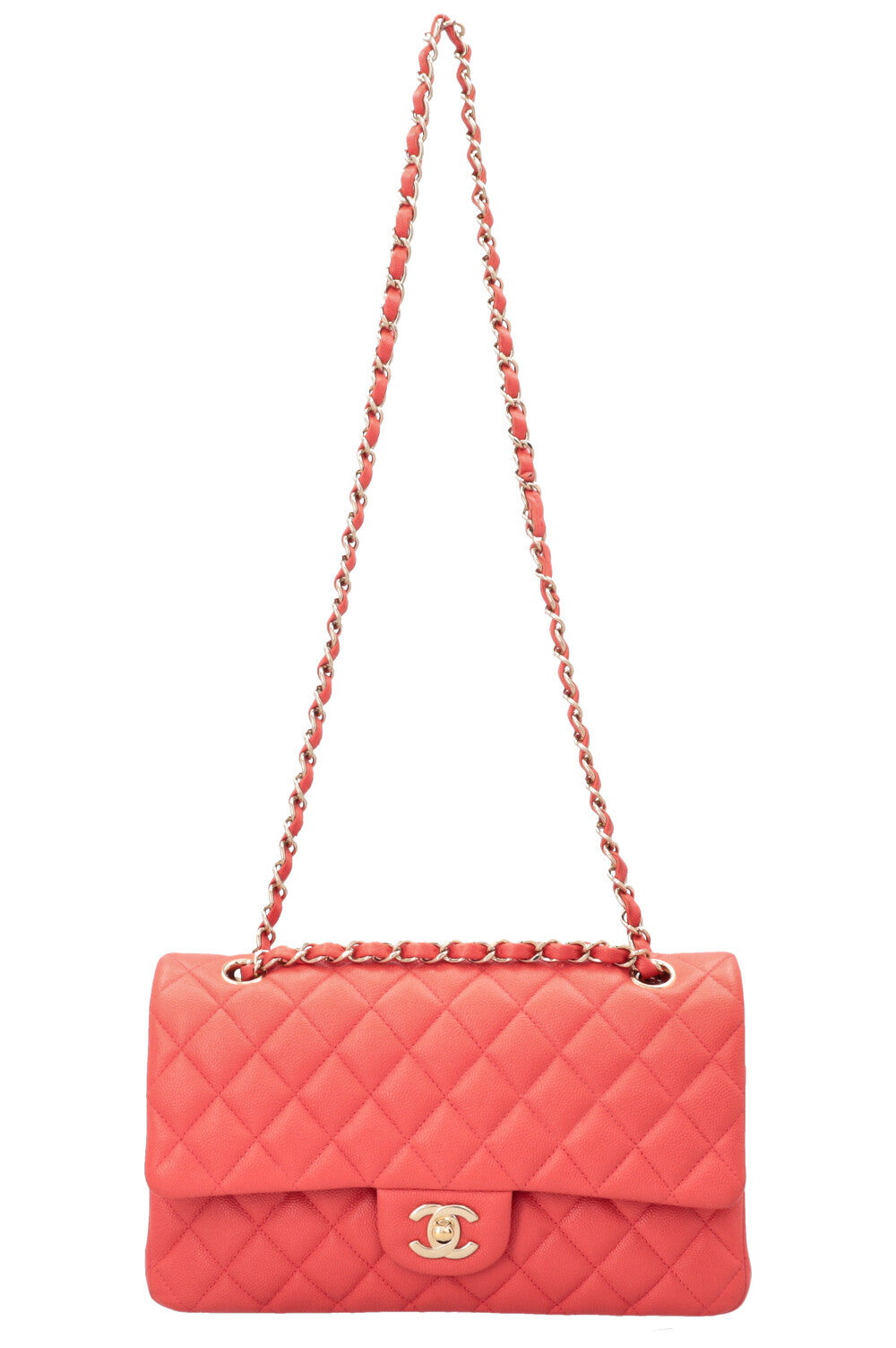 CHANEL Double Flap Bag Medium Caviar Apricot