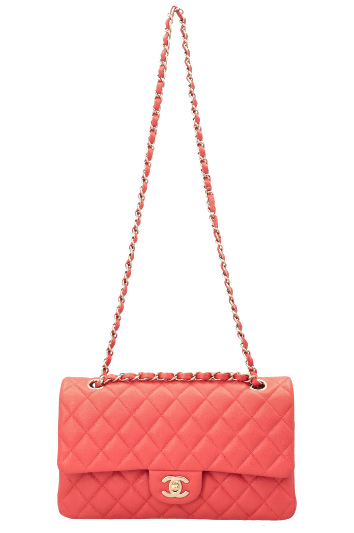 CHANEL Double Flap Bag Medium Caviar Apricot