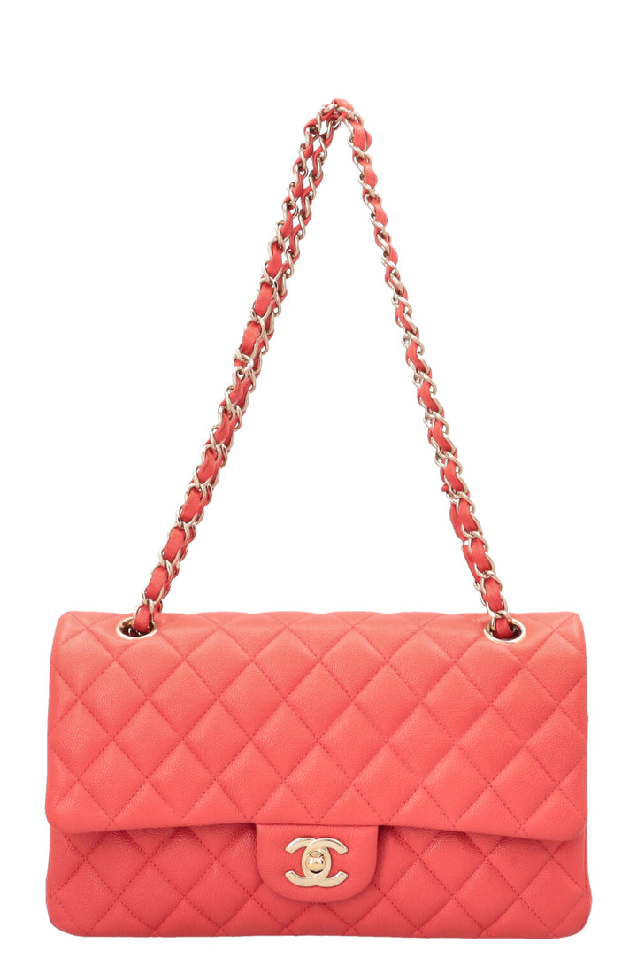 CHANEL Double Flap Bag Medium Caviar Apricot