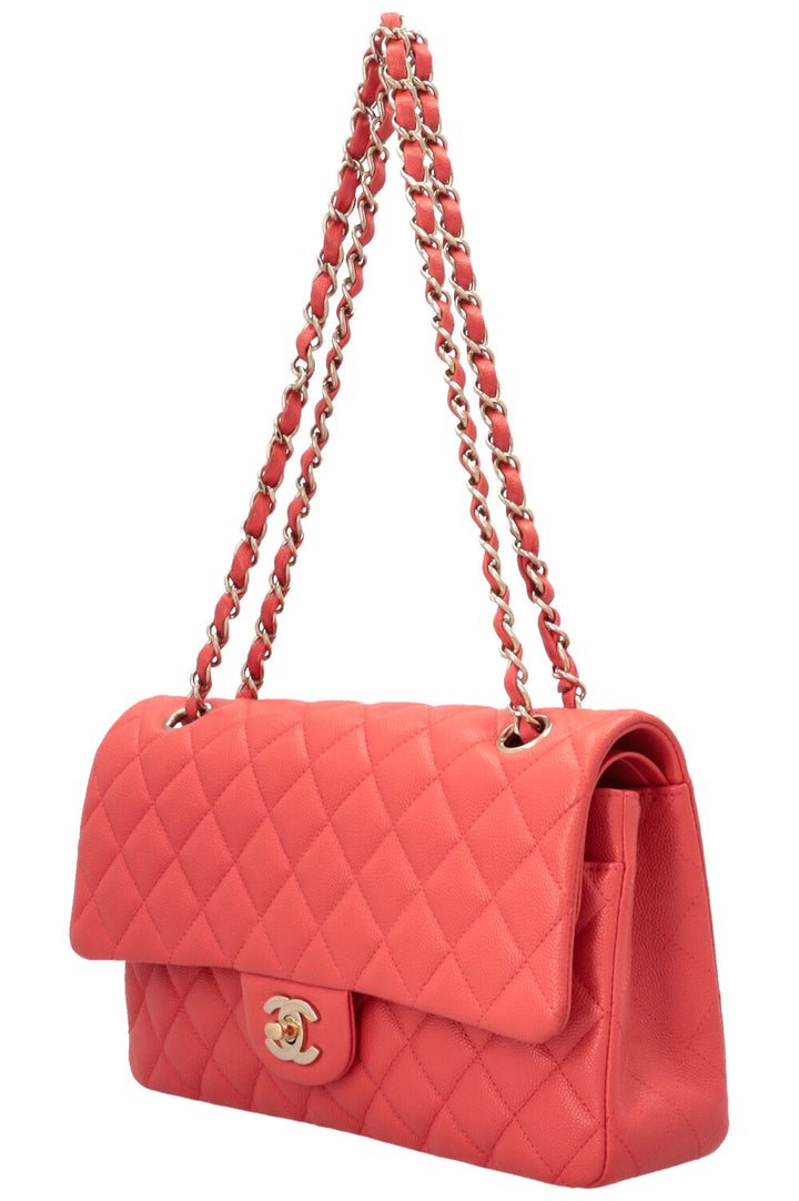 CHANEL Double Flap Bag Medium Caviar Apricot