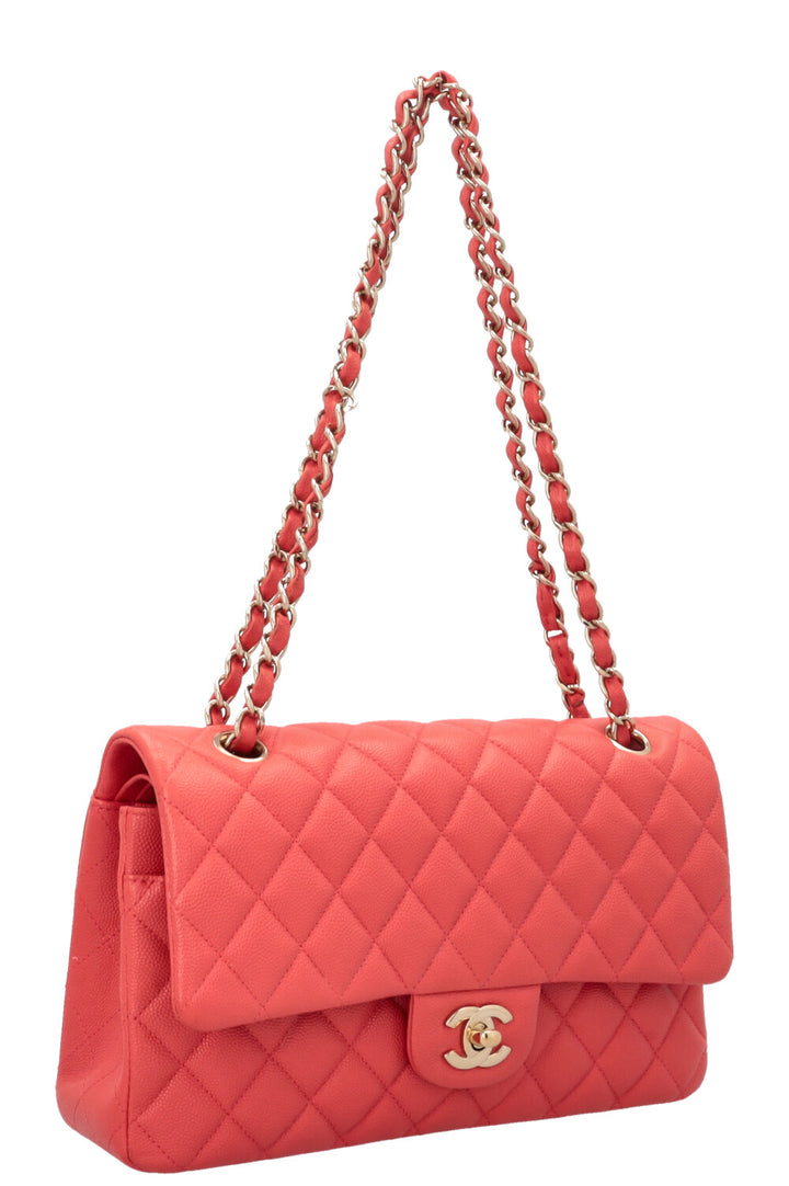 CHANEL Double Flap Bag Medium Caviar Apricot