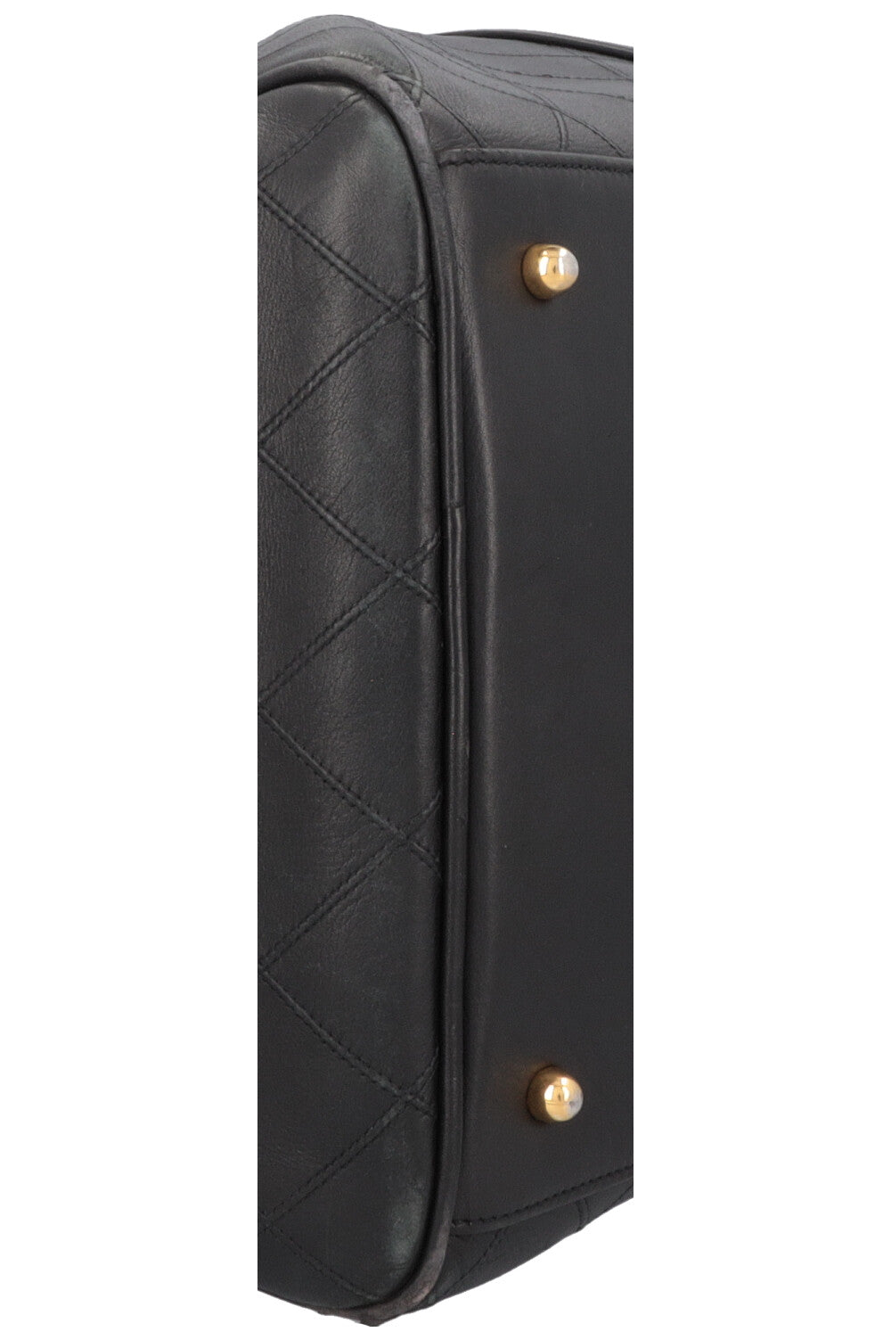 CHANEL Quilted Weekender Leather Black