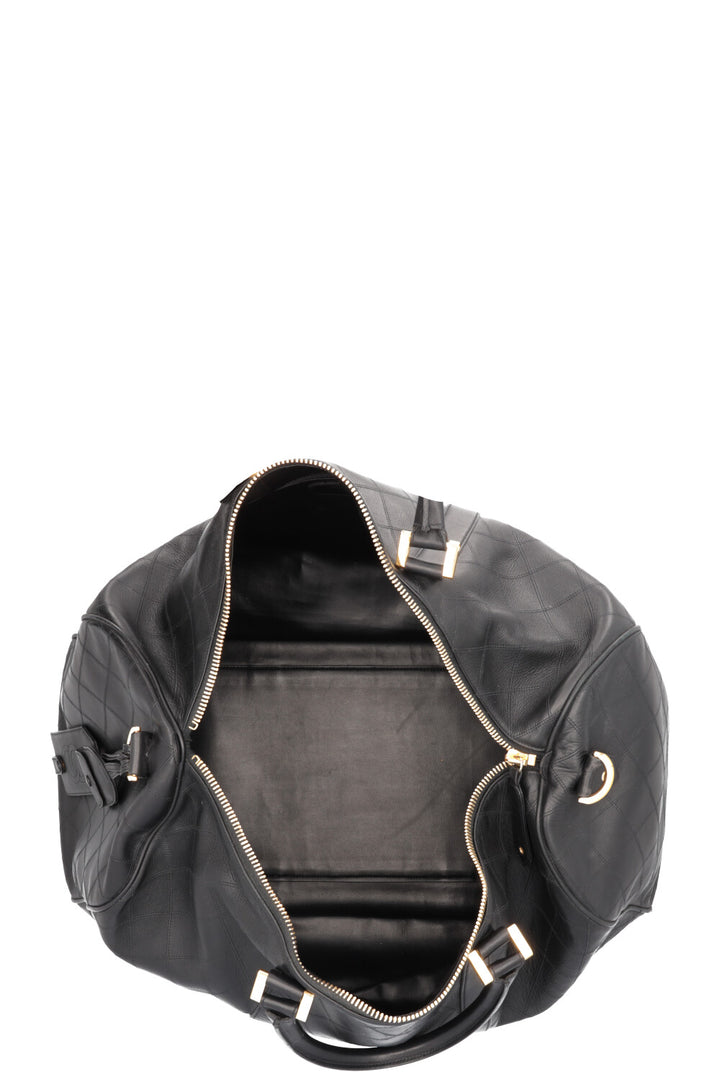 CHANEL Quilted Weekender Leather Black