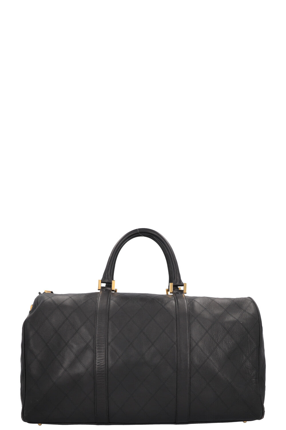CHANEL Quilted Weekender Leather Black