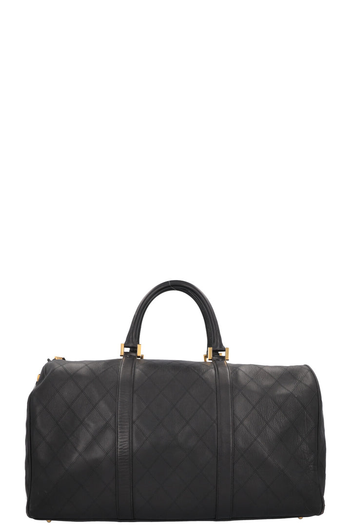 CHANEL Quilted Weekender Leather Black