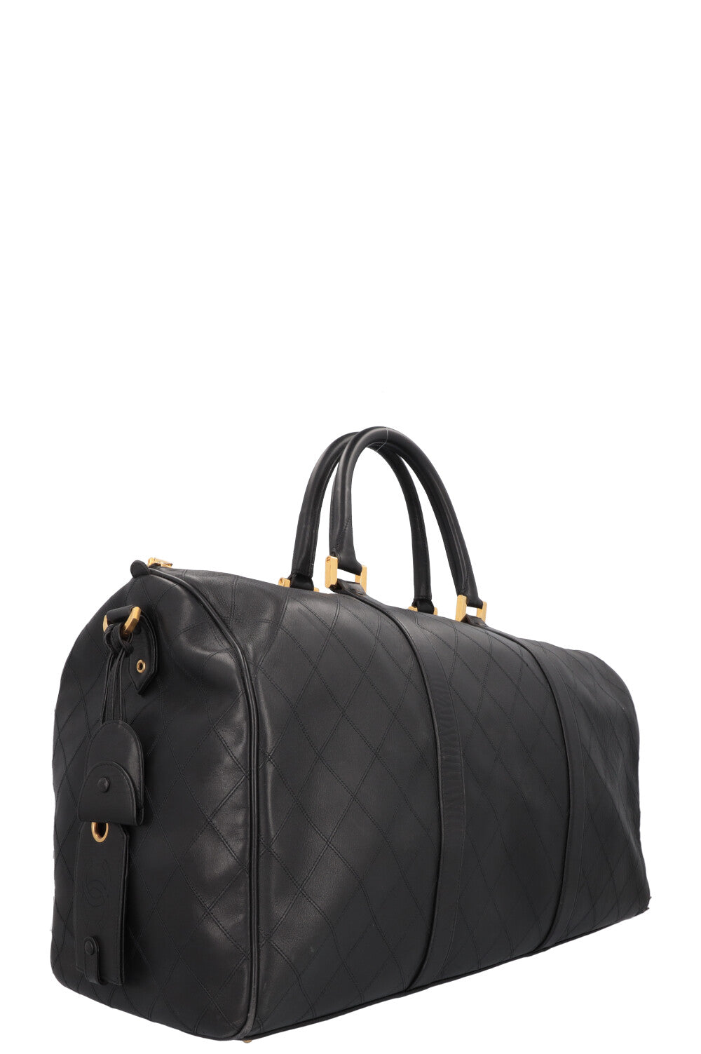 CHANEL Quilted Weekender Leather Black