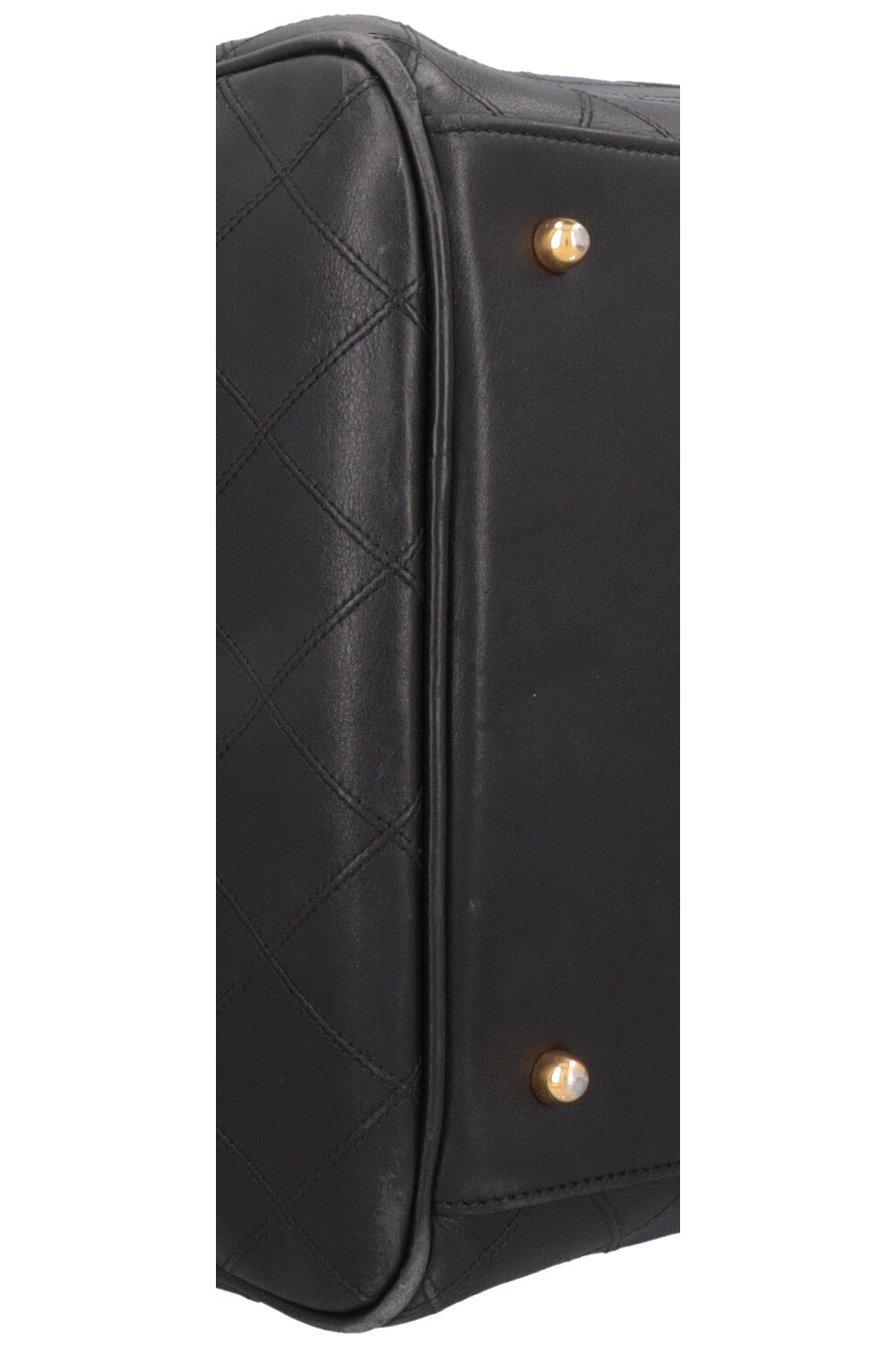 CHANEL Quilted Weekender Leather Black