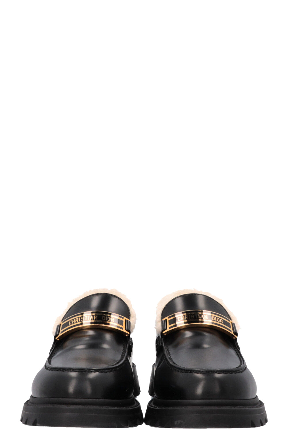 CHRISTIAN DIOR Code Shearling Loafers Black