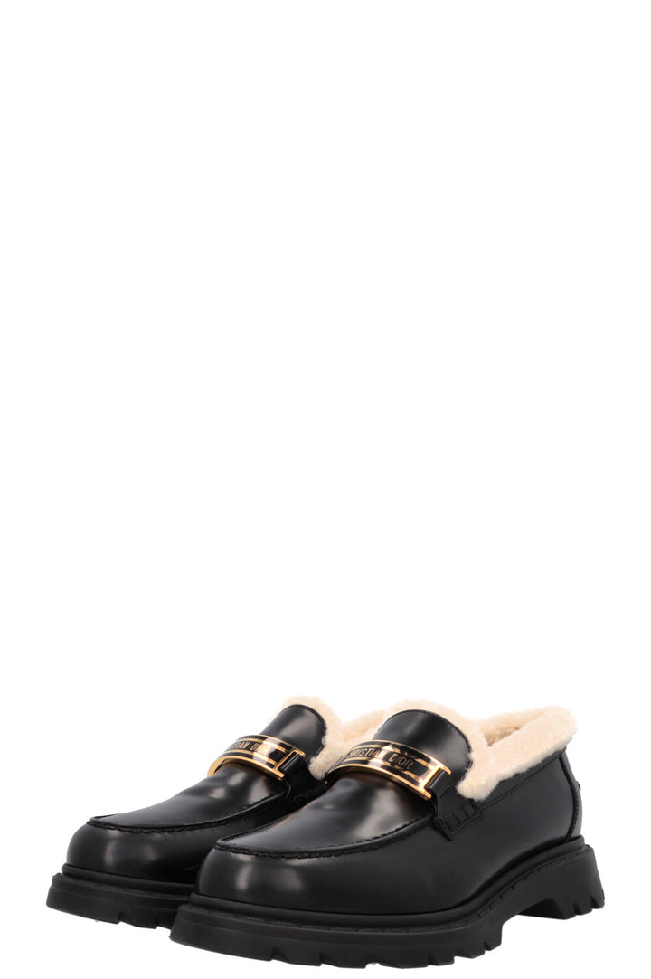 CHRISTIAN DIOR Code Shearling Loafers Black