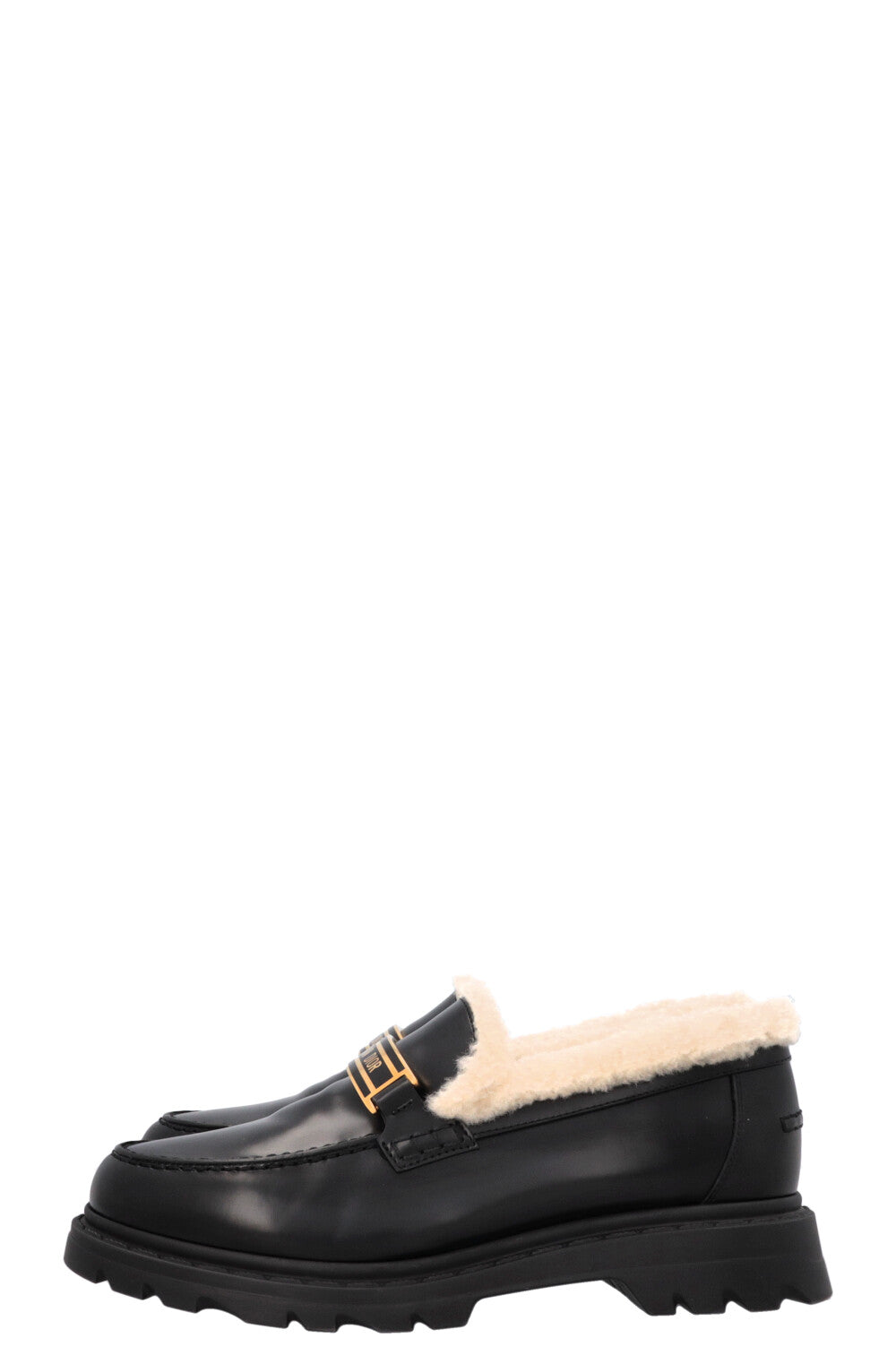 CHRISTIAN DIOR Code Shearling Loafers Black