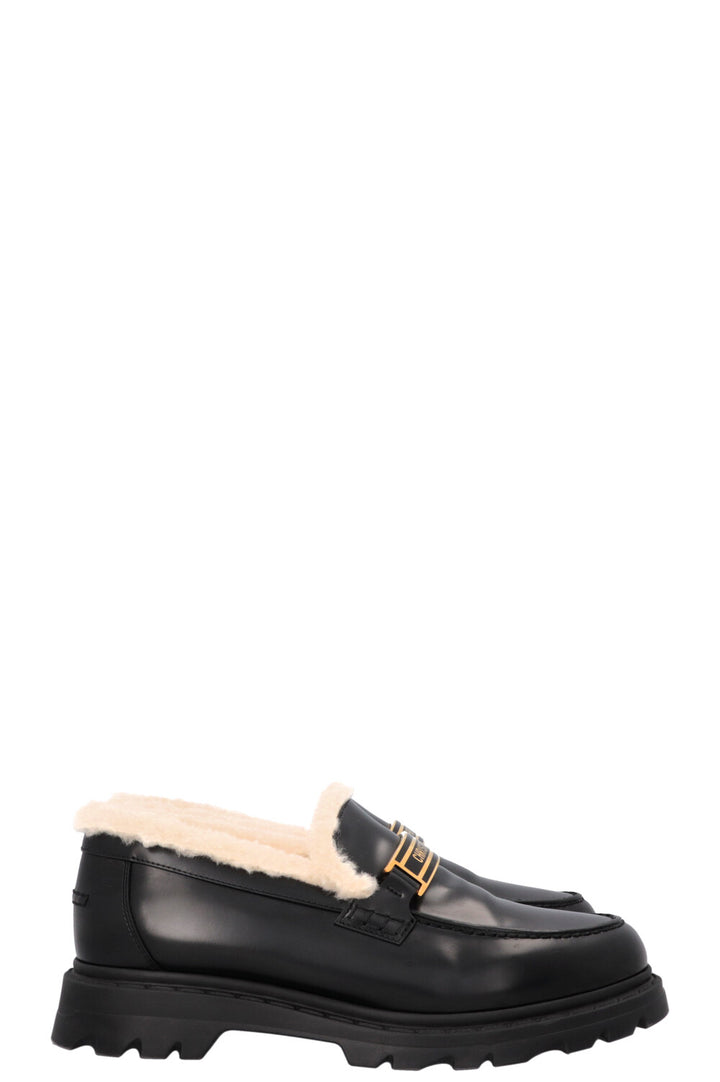CHRISTIAN DIOR Code Shearling Loafers Black