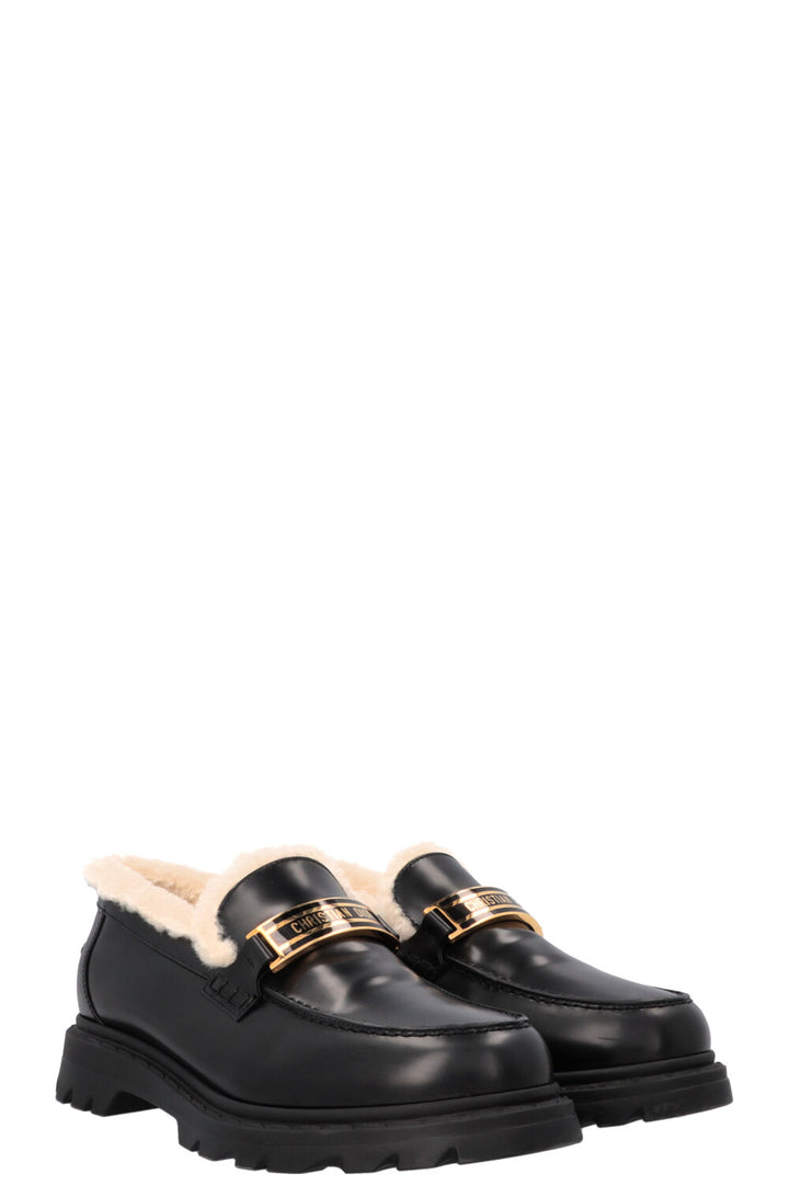 CHRISTIAN DIOR Code Shearling Loafers Black