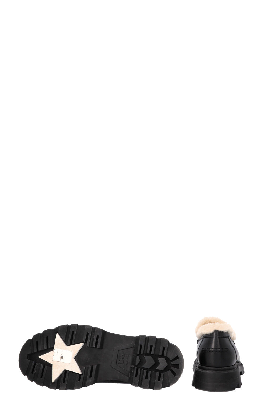 CHRISTIAN DIOR Code Shearling Loafers Black