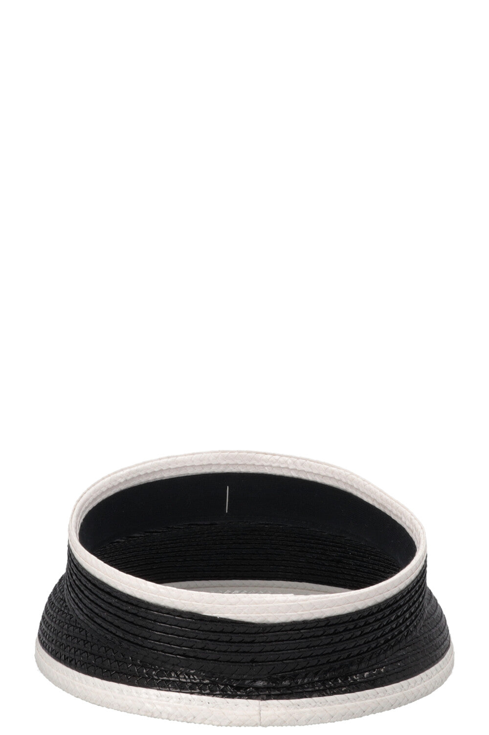 CHANEL CC Visière en raphia Noir et Blanc