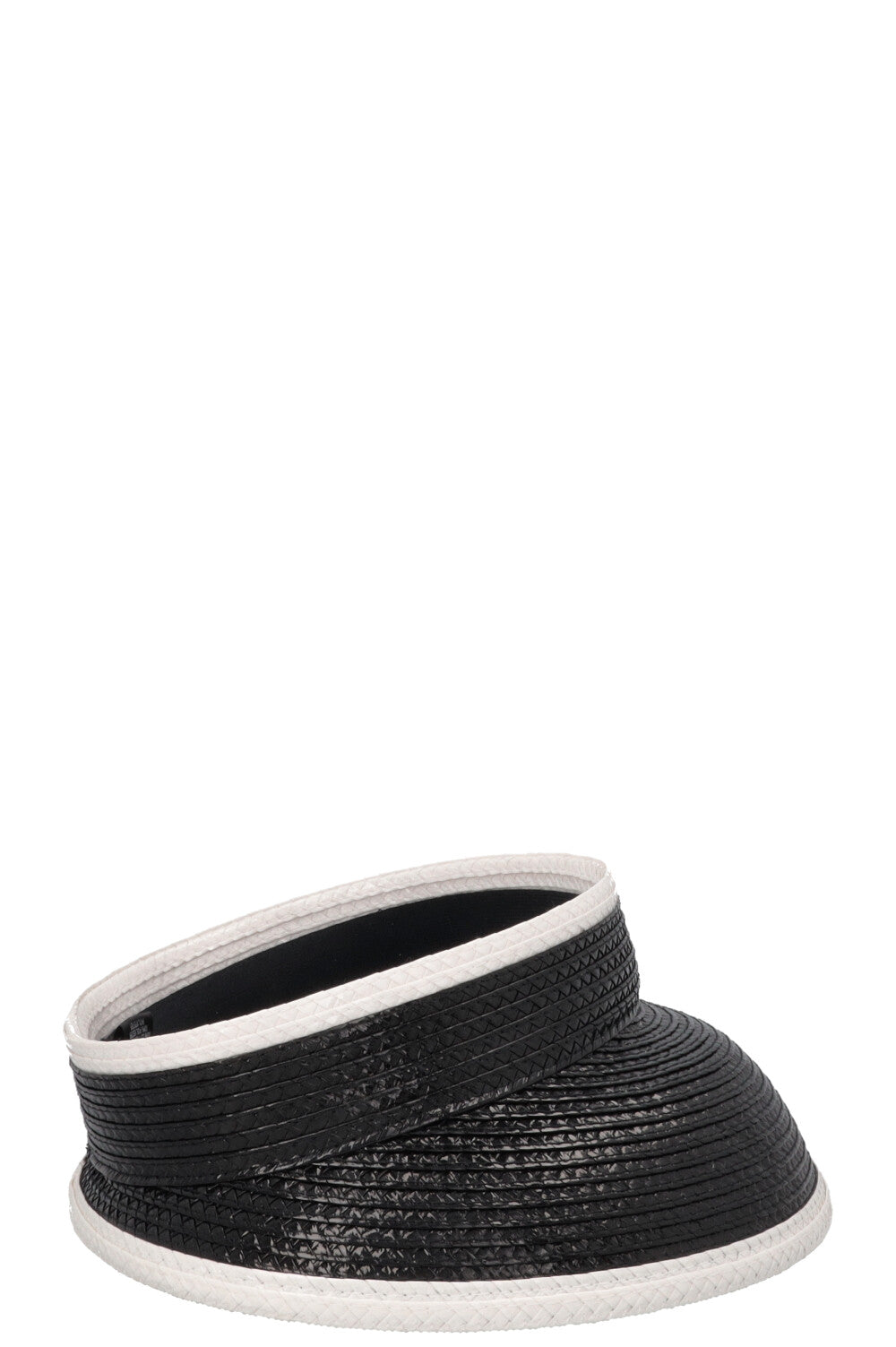 CHANEL CC Visière en raphia Noir et Blanc