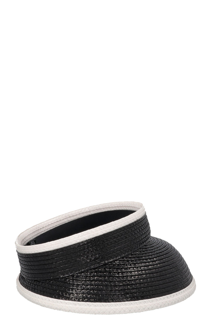 CHANEL CC Visière en raphia Noir et Blanc
