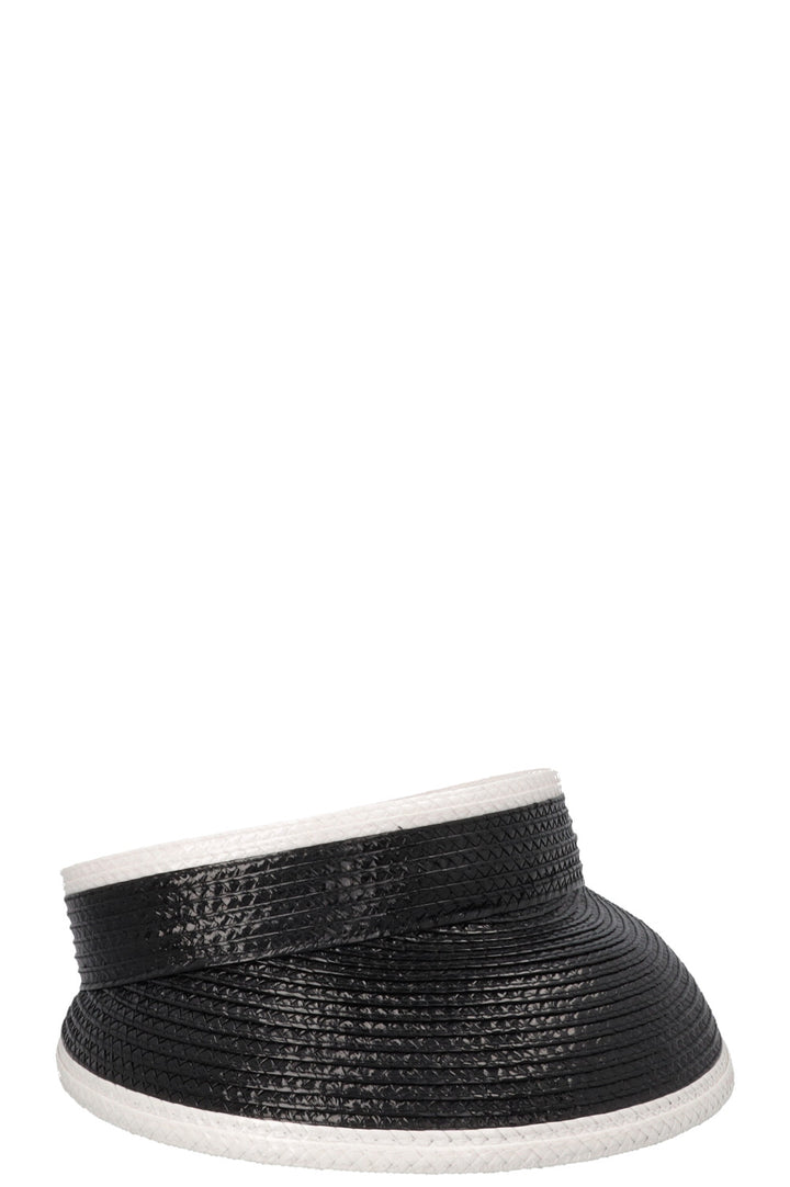CHANEL CC Visière en raphia Noir et Blanc
