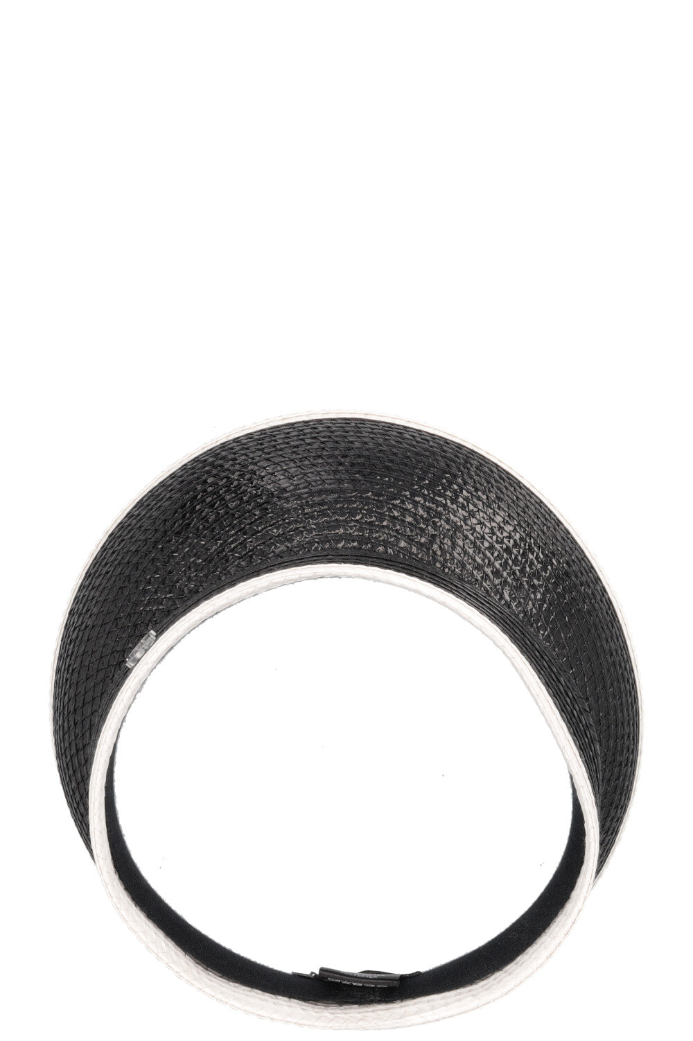 CHANEL CC Visière en raphia Noir et Blanc