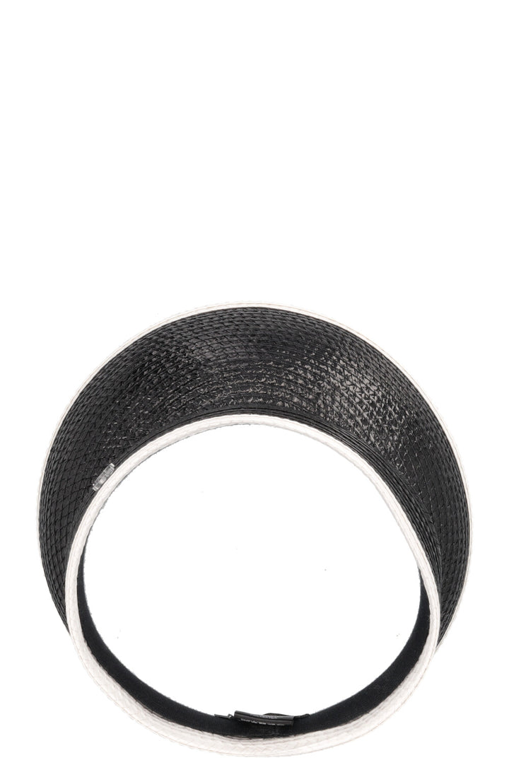 CHANEL CC Visière en raphia Noir et Blanc