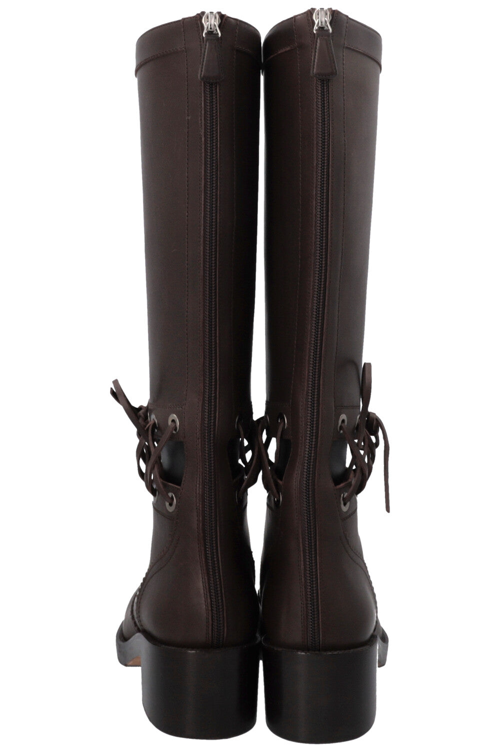 CHANEL Cut Out CC Riding Boots Brown