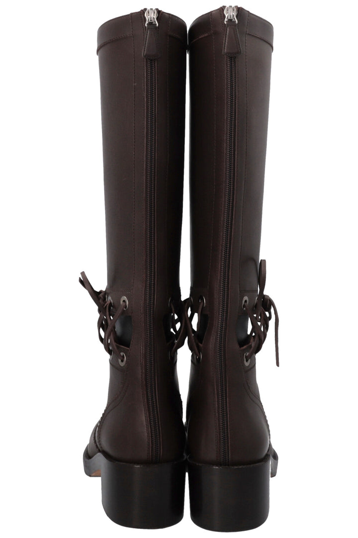 CHANEL Cut Out CC Riding Boots Brown