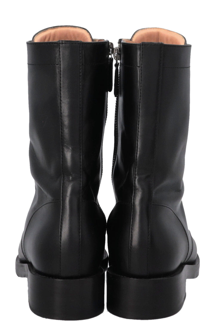 CHANEL CC Lace Up Ankle Boots Black