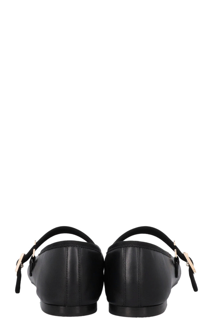 CHANEL CC Mary Jane Ballet Flats Leather Black