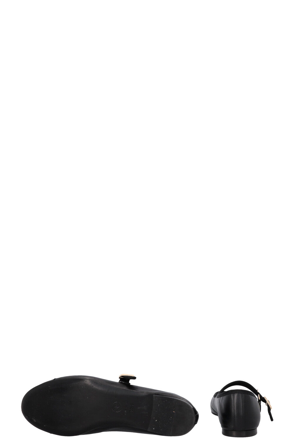 CHANEL CC Mary Jane Ballet Flats Leather Black